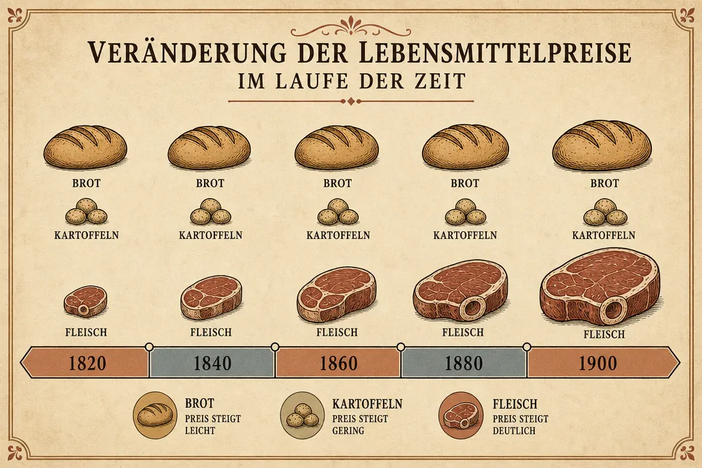 Welchen Anteil ihres Einkommens gaben Arbeiter im 19. Jahrhundert für Nahrung aus?