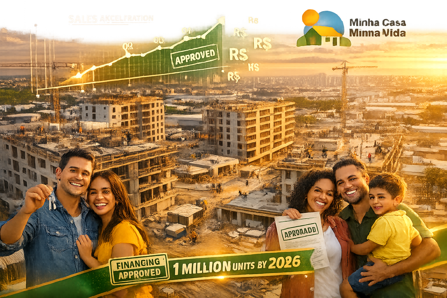 () dynamic construction site aerial view of mid-range residential development in Brazilian growth market showing multiple