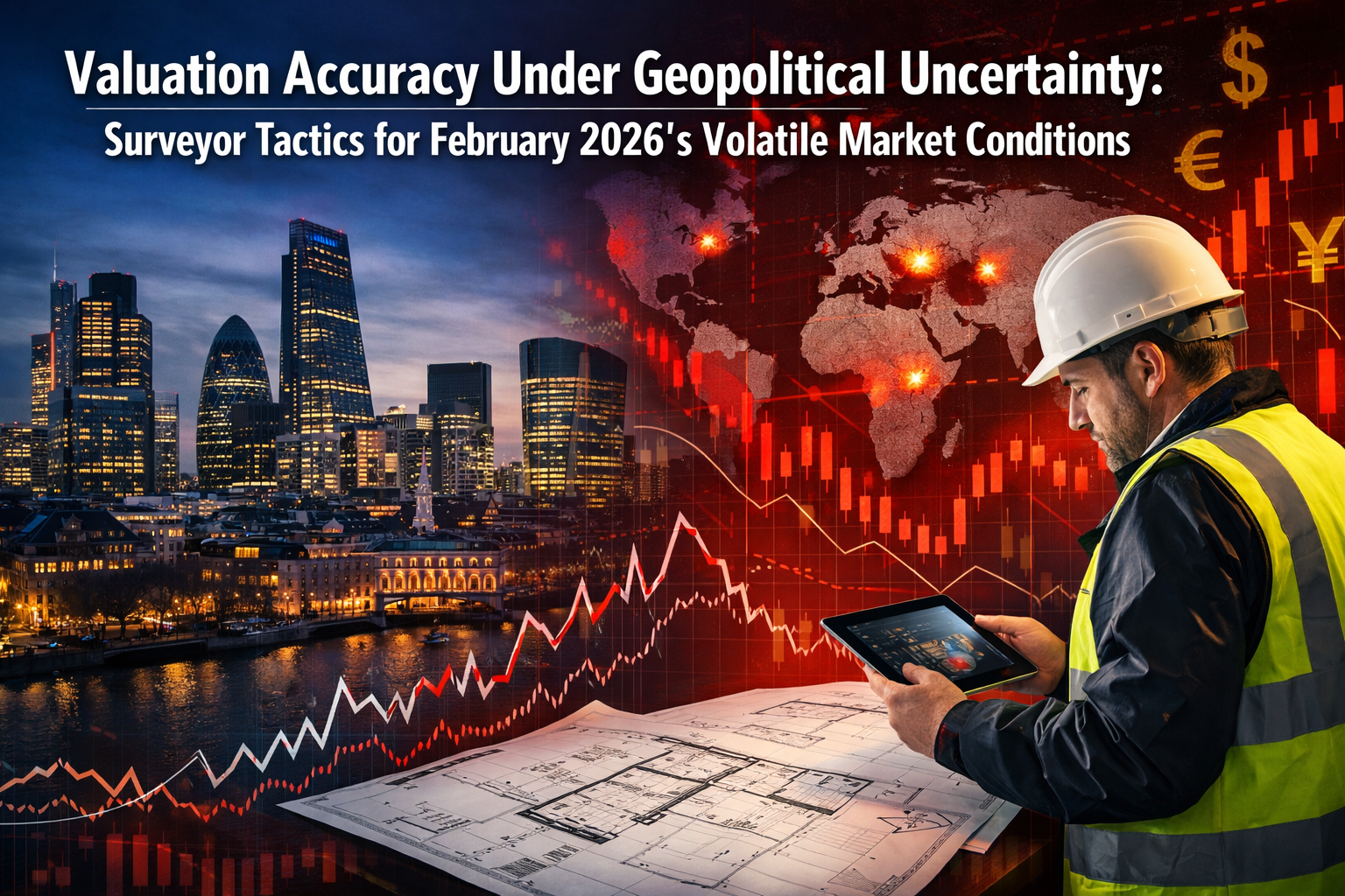 Professional () editorial hero image with 'Valuation Accuracy Under Geopolitical Uncertainty: Surveyor Tactics for February