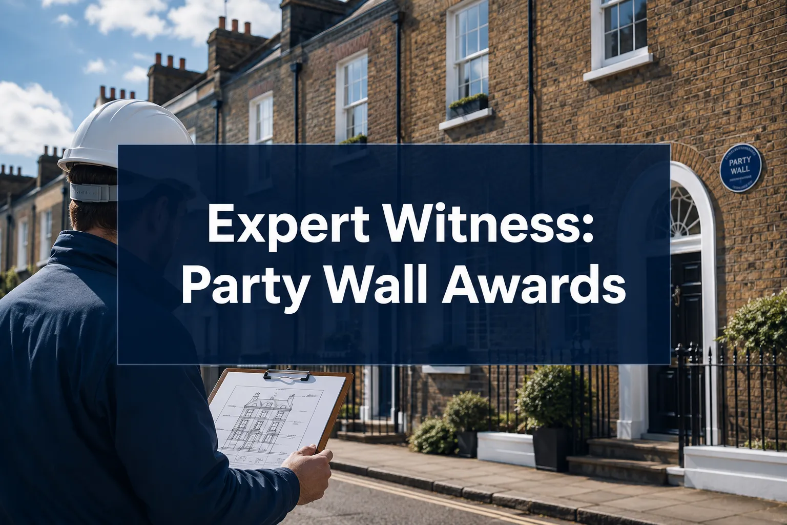 Professional () hero image with (≤42 chars): 'Expert Witness: Party Wall Awards' in crisp white on a deep navy