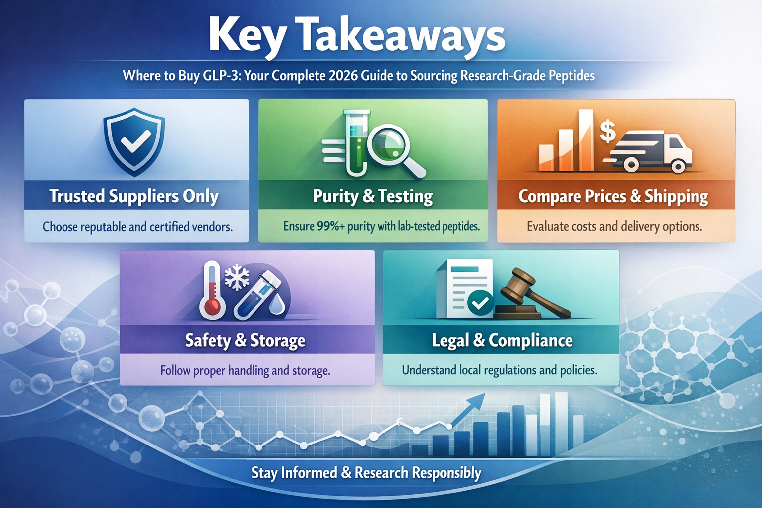 Professional landscape infographic (1536x1024) for article "Where to Buy GLP-3: Your Complete 2026 Guide to Sourcing Research-Grade Peptides