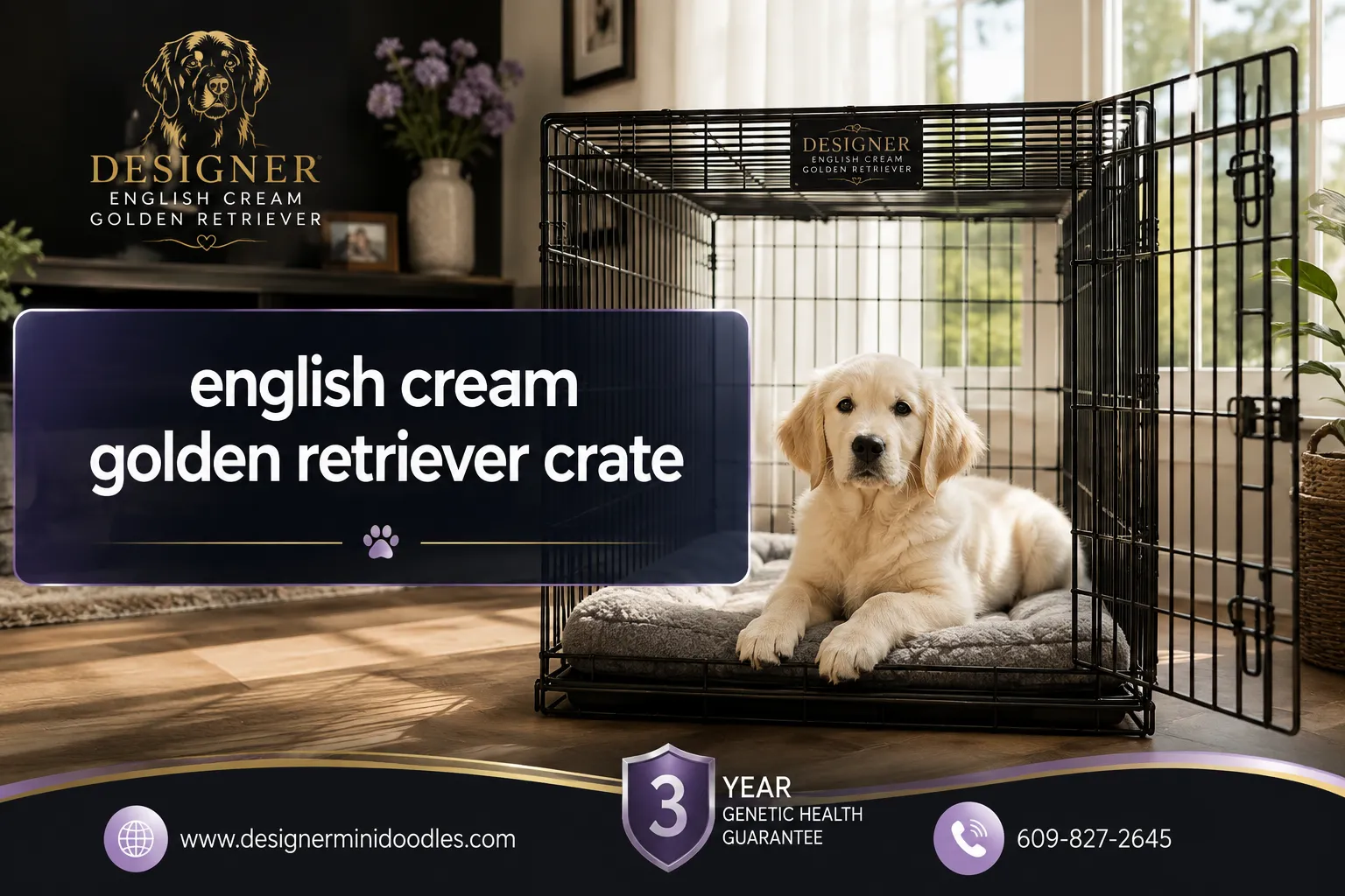 english cream golden retriever crate training