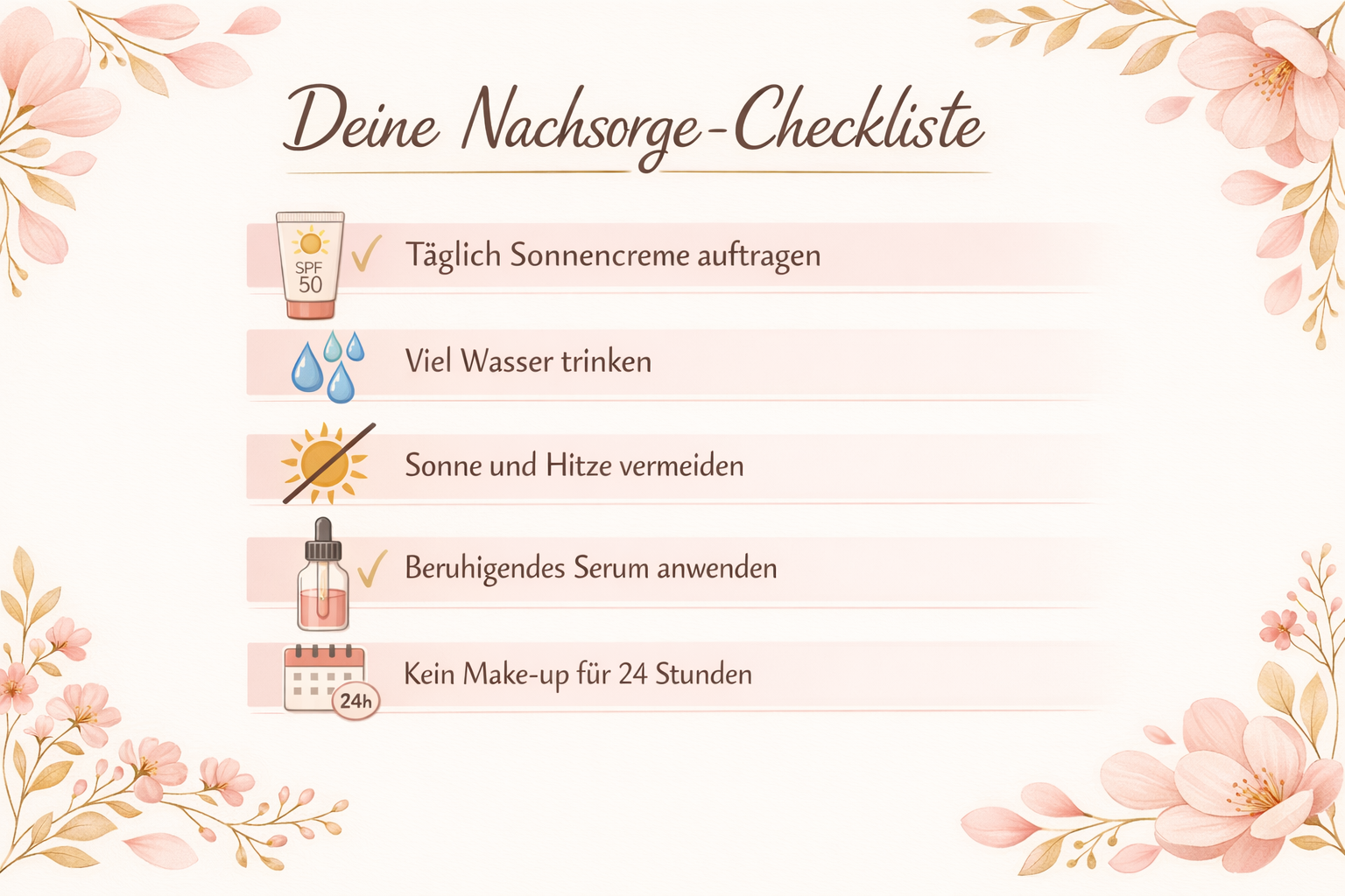 Querformat () Infografik-Stil: Eine elegante Checkliste auf cremefarbenem Hintergrund zeigt 5 Schritte der