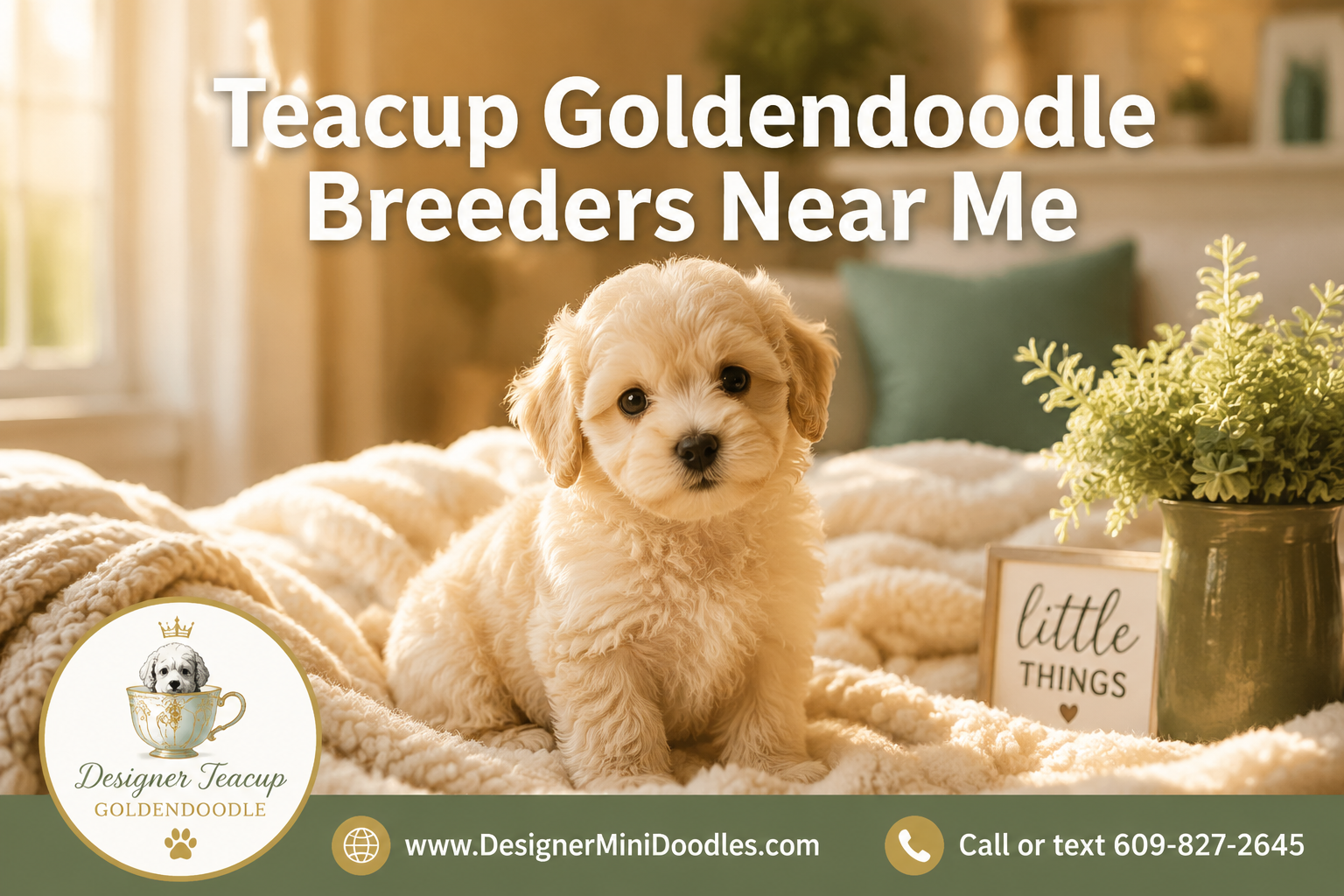 Professional () magazine-style hero image featuring 'Teacup Goldendoodle Breeders Near Me' in white with soft drop ,