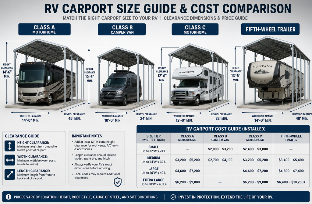 What Size Metal Carport Do I Need for Different Types of Motorhomes?