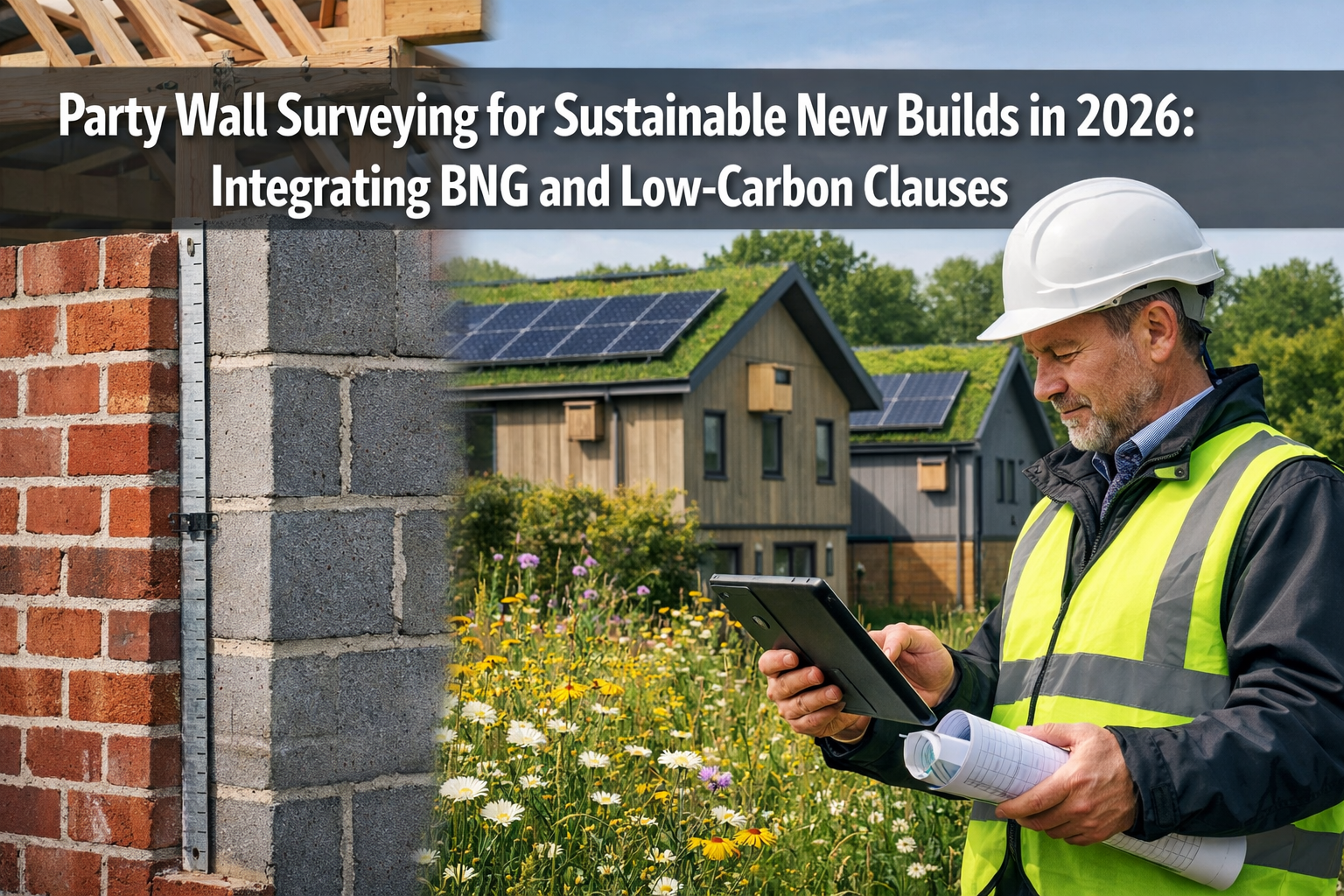 Professional () hero image featuring 'Party Wall Surveying for Sustainable New Builds in 2026: Integrating BNG and