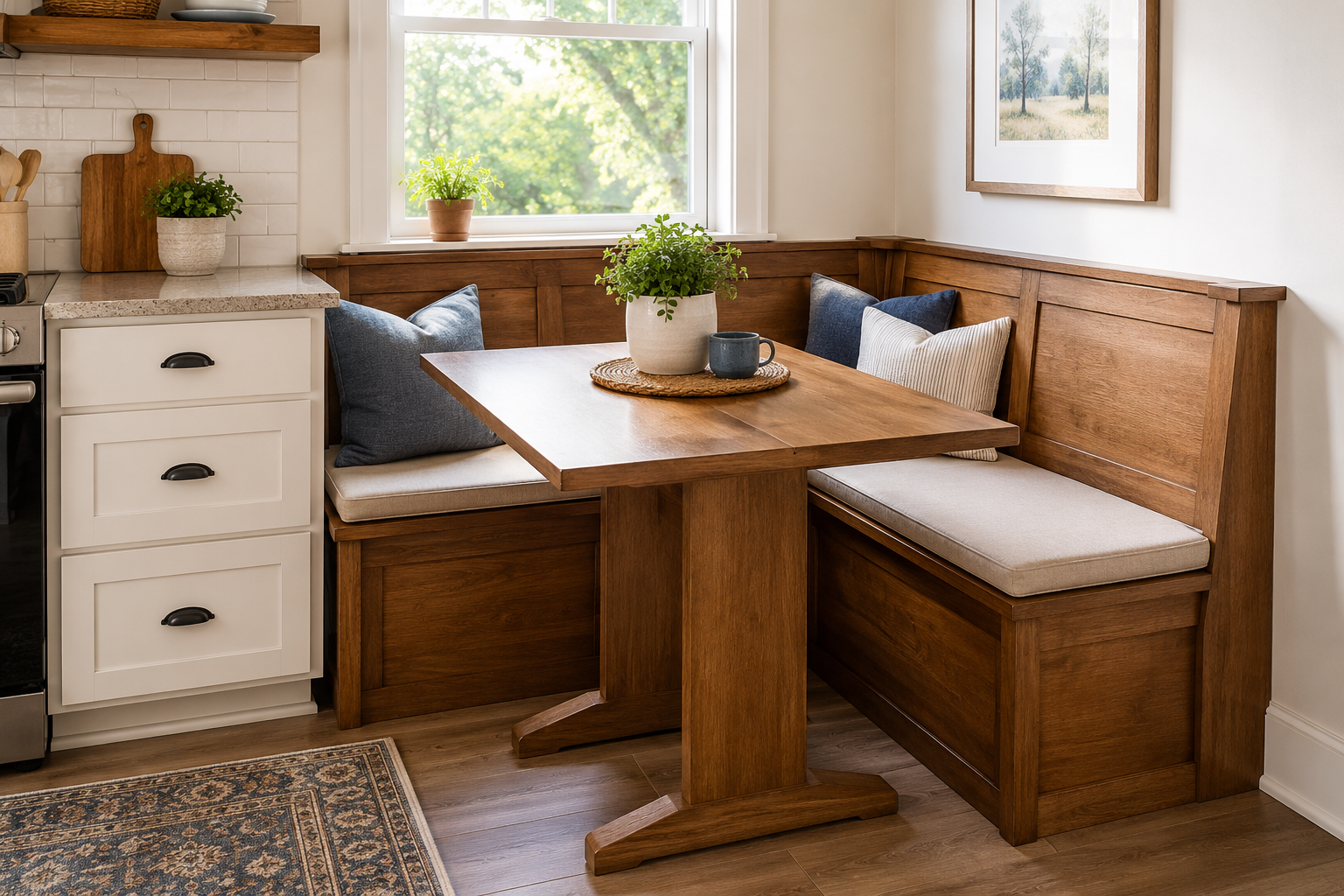 Building Your Breakfast Nook Tables: Compact Bench-and-Table Woodworking Plans for Kitchen Corners