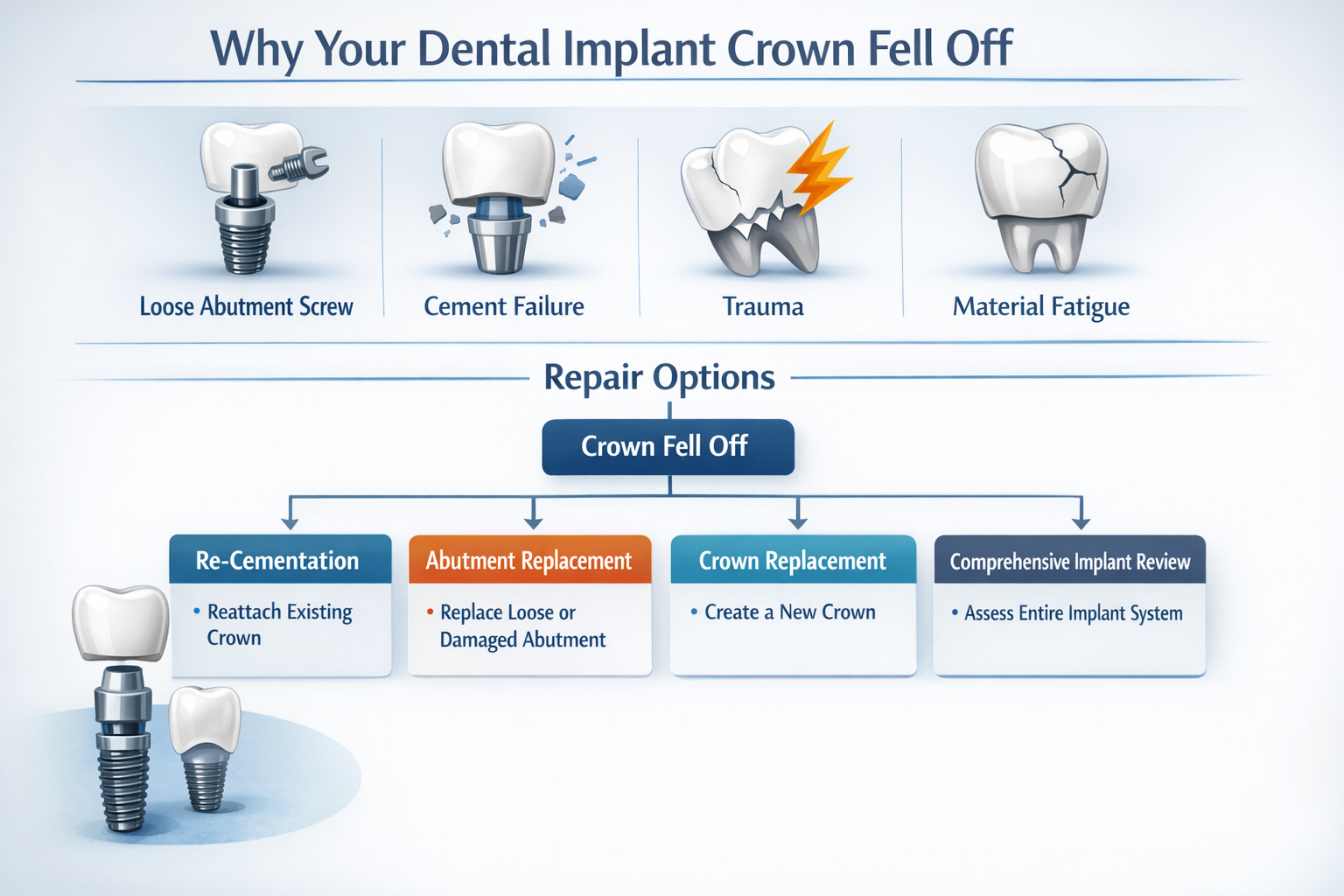 Dental Implant Crown Fell Off – Step-by-step Guide