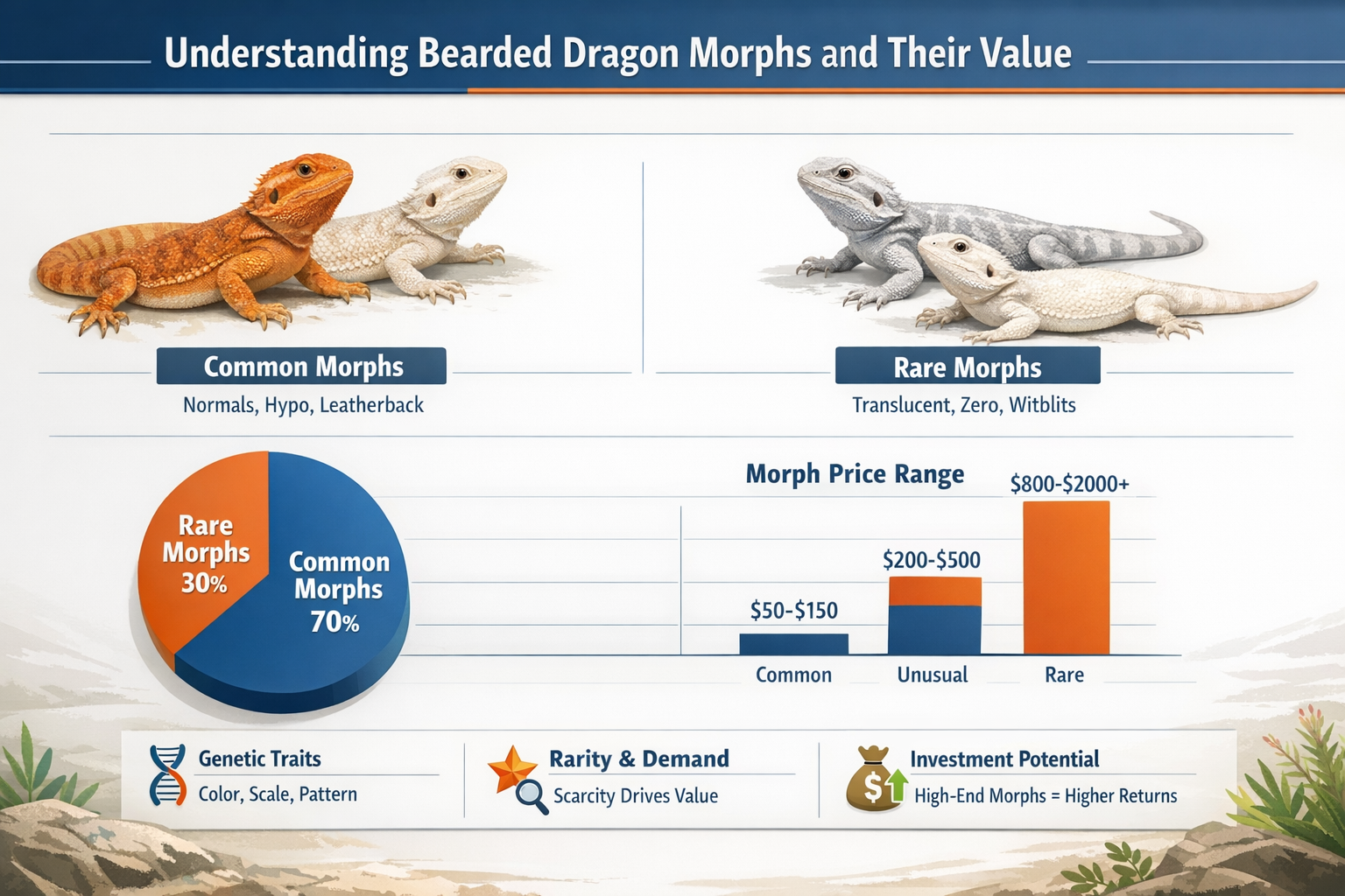 Professional landscape infographic (1536x1024) for article "The Complete Guide to Bearded Dragon Breeders: Finding Quality Reptiles in 2026"