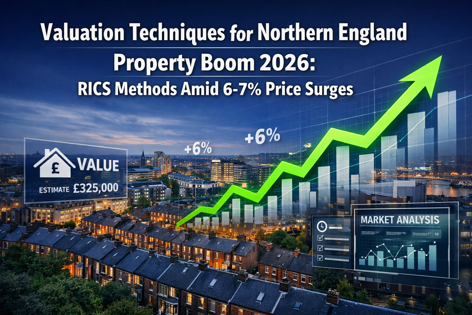 Professional () hero image with 'Valuation Techniques for Northern England Property Boom 2026: RICS Methods Amid 6-7% Price