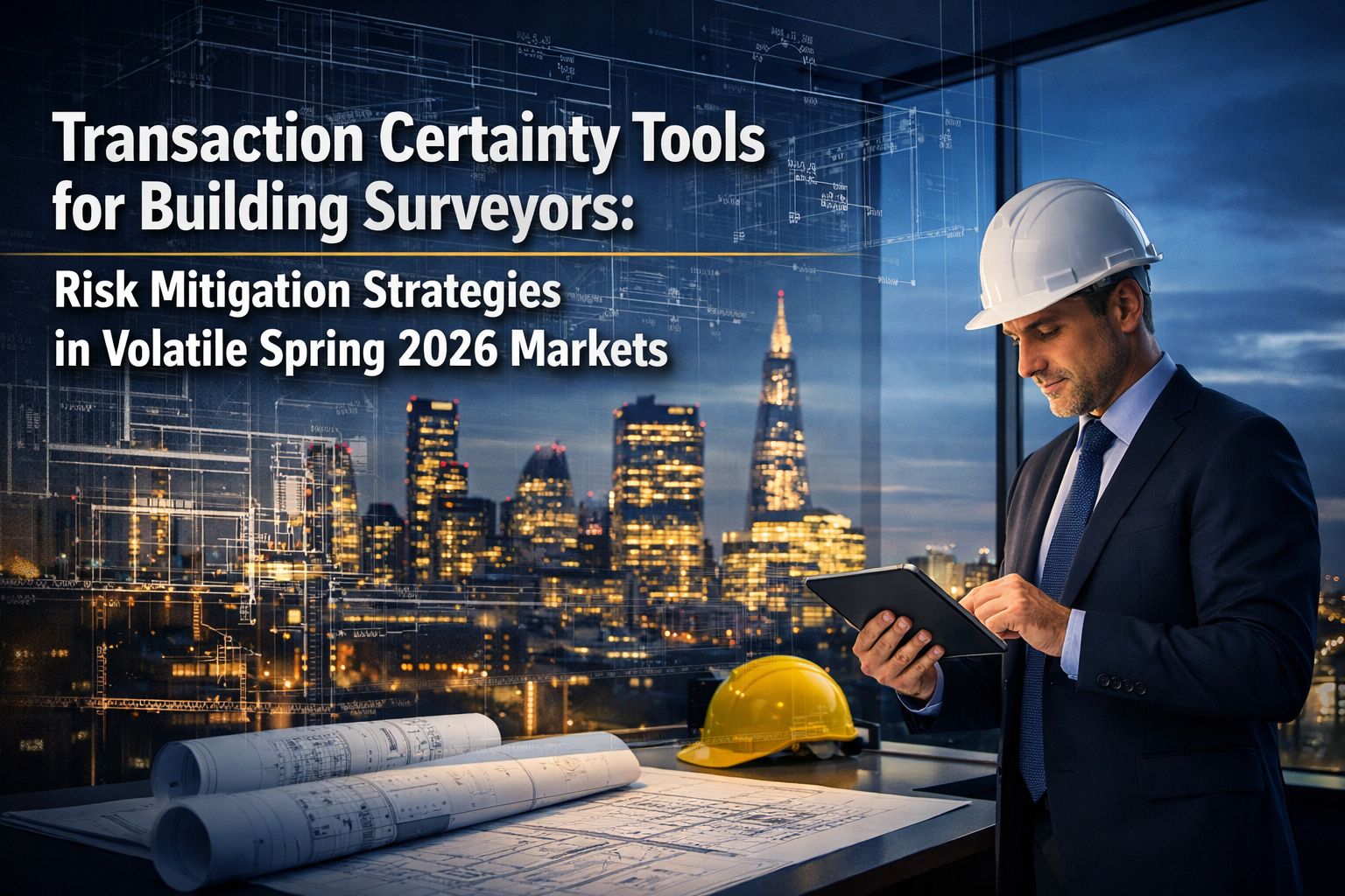 Professional () hero image with 'Transaction Certainty Tools for Building Surveyors: Risk Mitigation Strategies in Volatile