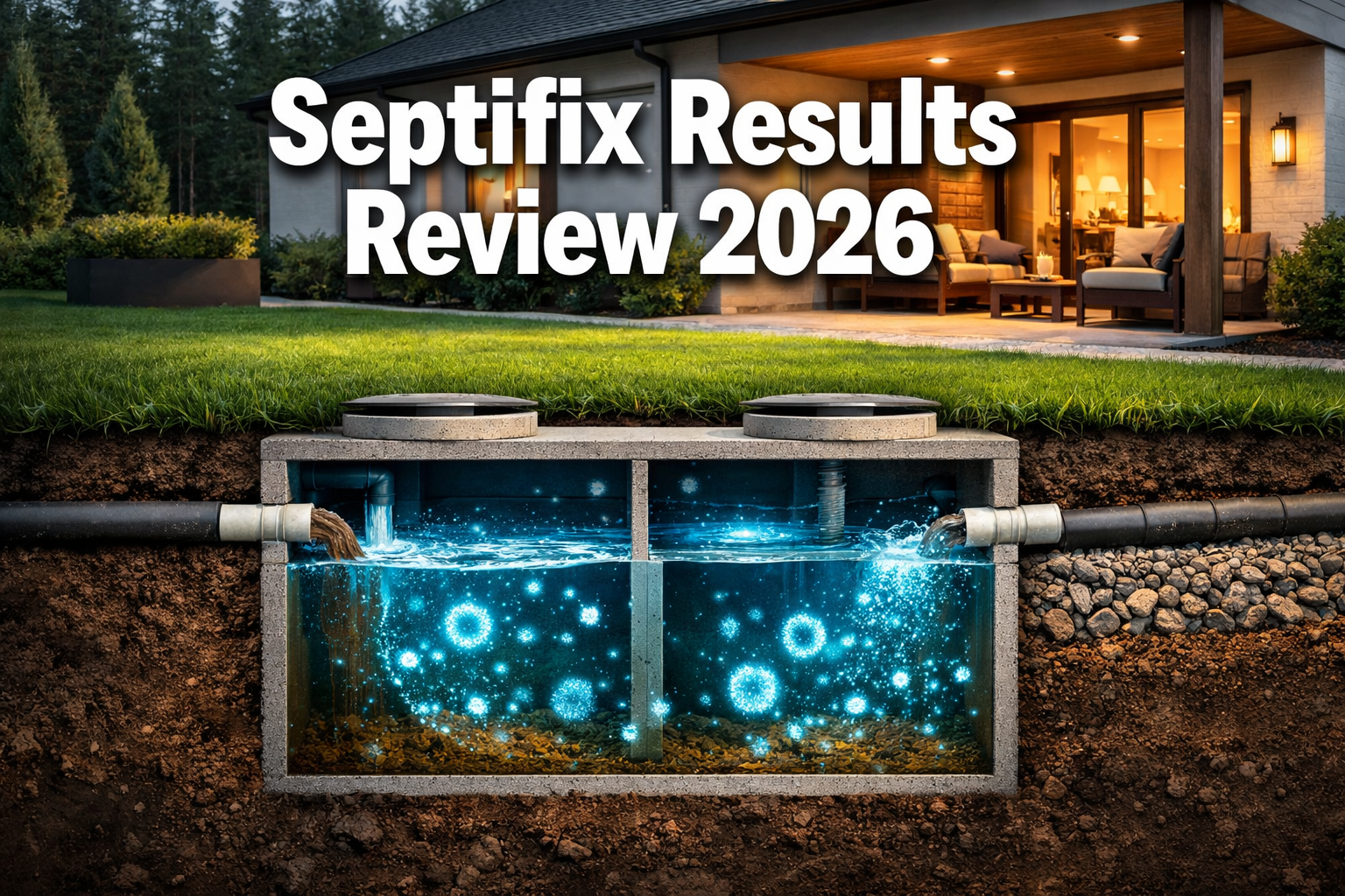 Professional () hero image with 'Septifix Results Review 2026' in extra large white with dark drop , centered upper third.