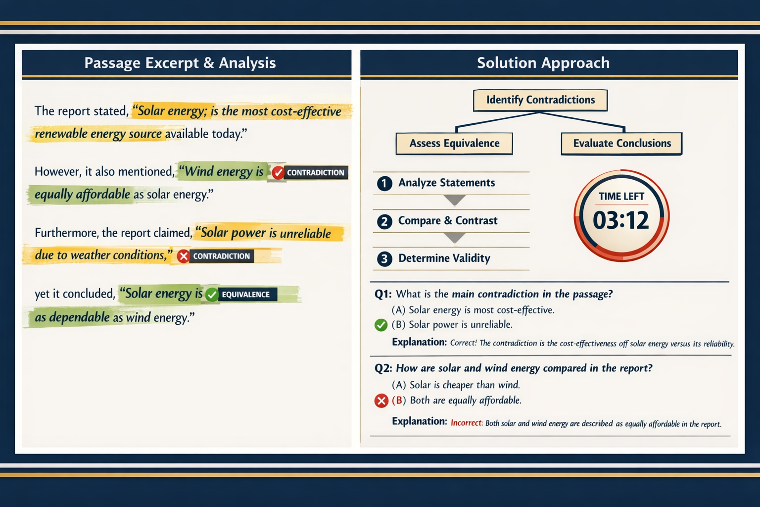 Landscape format (1536x1024) practice drill visualization showing hybrid passage analysis with critical reasoning and analytical components