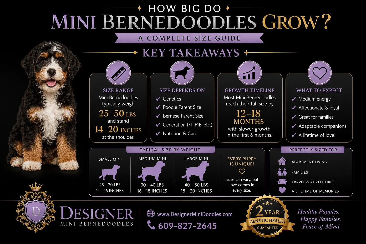 How big do mini bernedoodles grow?