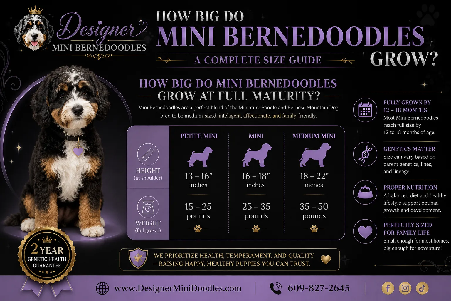 How big do mini bernedoodles grow?