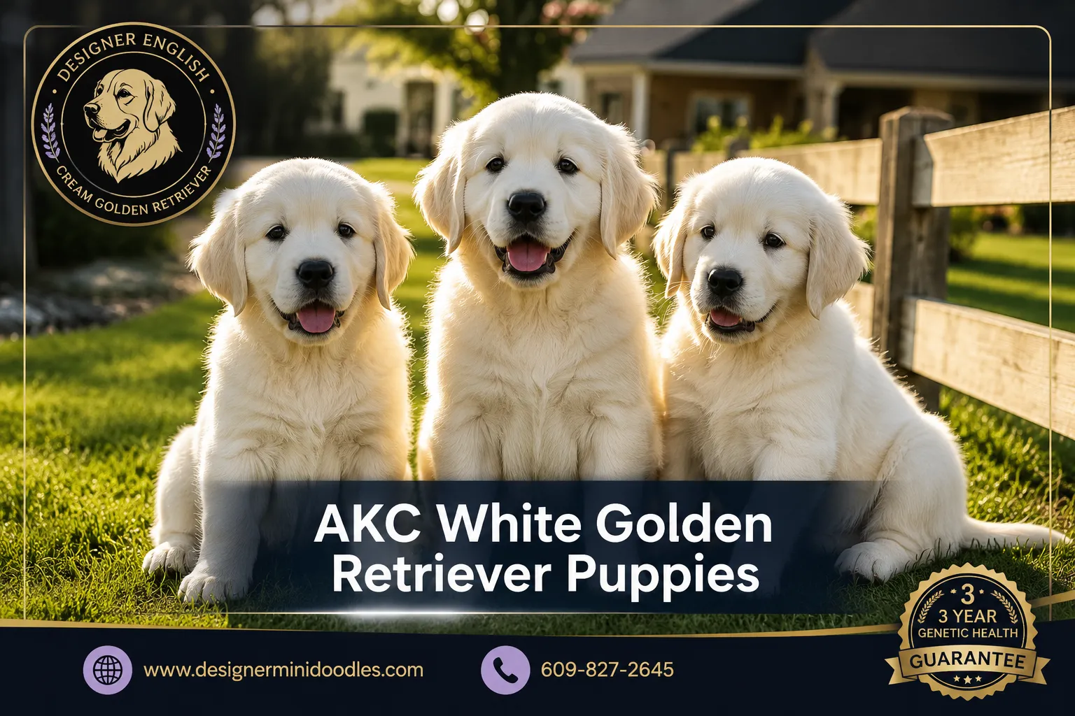 AKC white golden retriever puppies for sale
