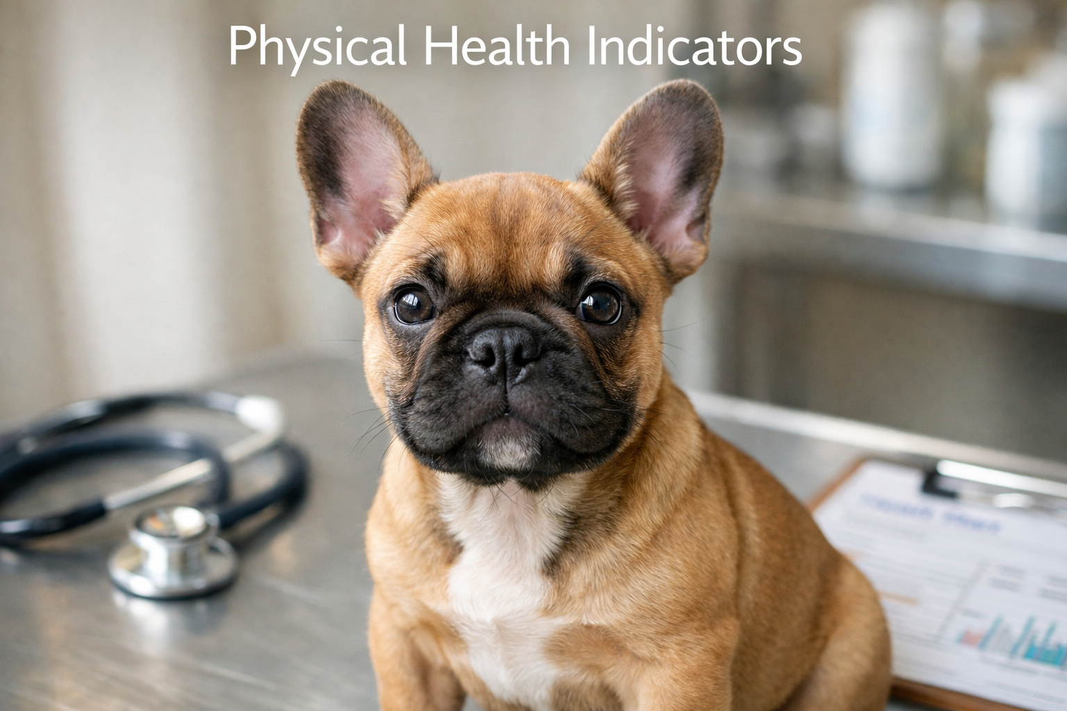 Portrait format (1024x1536) showing close-up of healthy French Bulldog puppy with bright, clear eyes and alert expression. Puppy has clean,