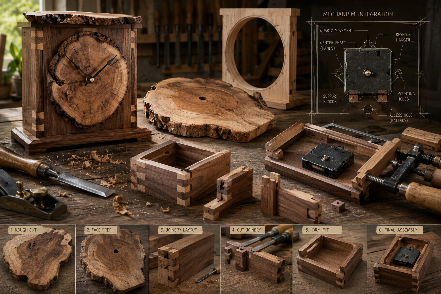 The Art of Crafting Handcrafted Wooden Clocks: From Raw Material to Timeless Design