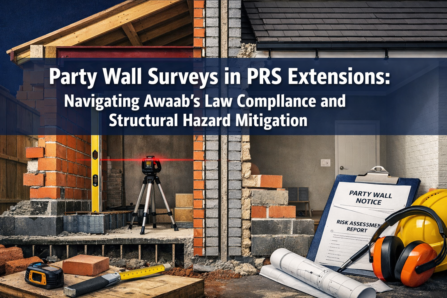 Professional () hero image with 'Party Wall Surveys in PRS Extensions: Navigating Awaab's Law Compliance and Structural