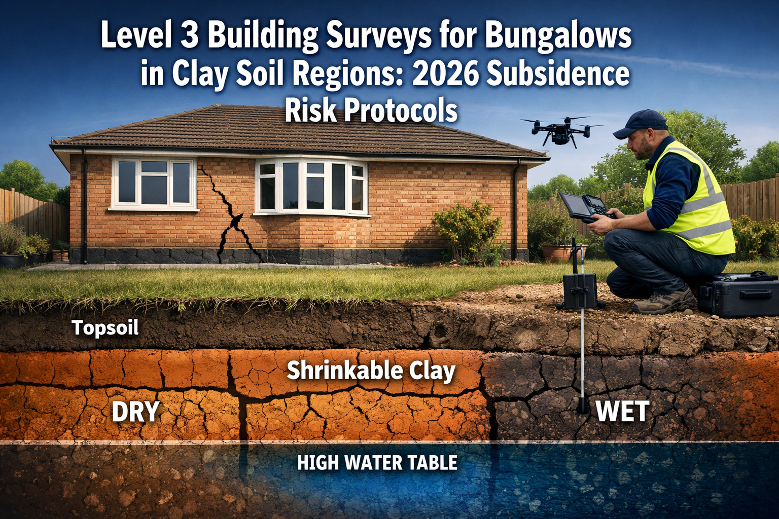 Professional () hero image with : 'Level 3 Building Surveys for Bungalows in Clay Soil Regions: 2026 Subsidence Risk