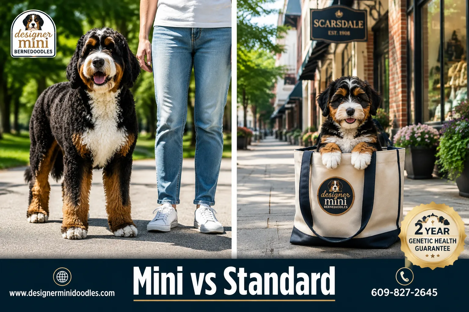 Mini Bernedoodle vs. standard Bernedoodle Size Difference