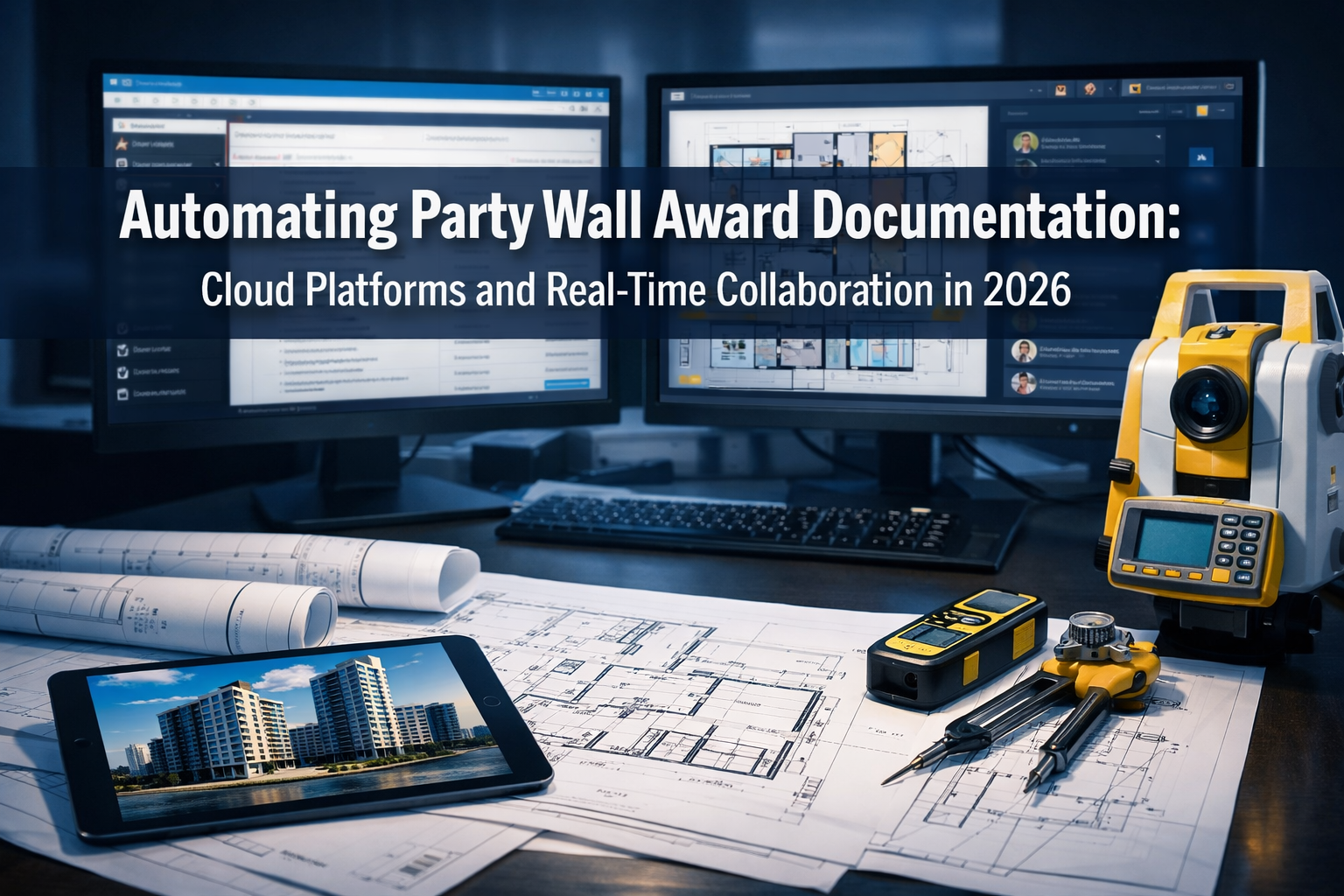 Professional () hero image featuring 'Automating Party Wall Award Documentation: Cloud Platforms and Real-Time Collaboration