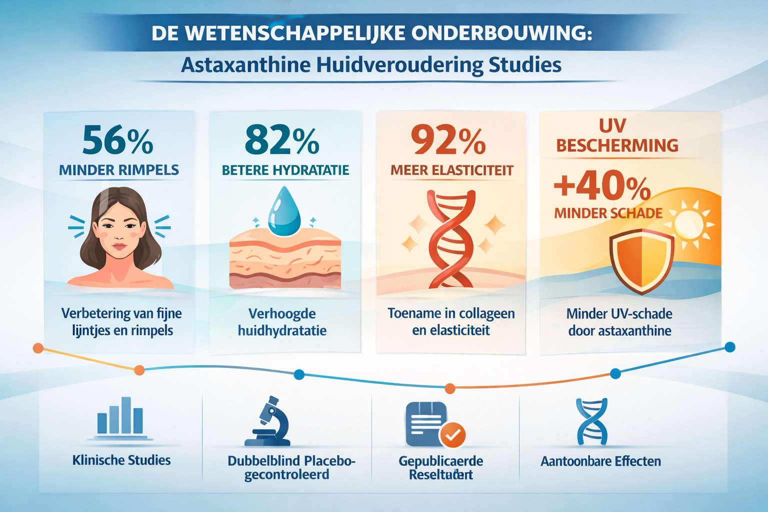 Professional landscape infographic (1536x1024) for article "Astaxanthine Huidveroudering: De Natuurlijke Bescherming Voor Een Jongere Huid",
