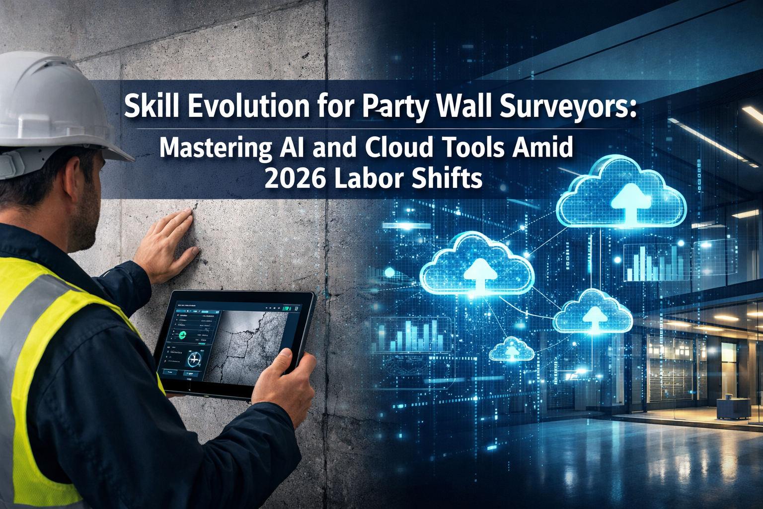 Professional () hero image featuring 'Skill Evolution for Party Wall Surveyors: Mastering AI and Cloud Tools Amid 2026 Labor