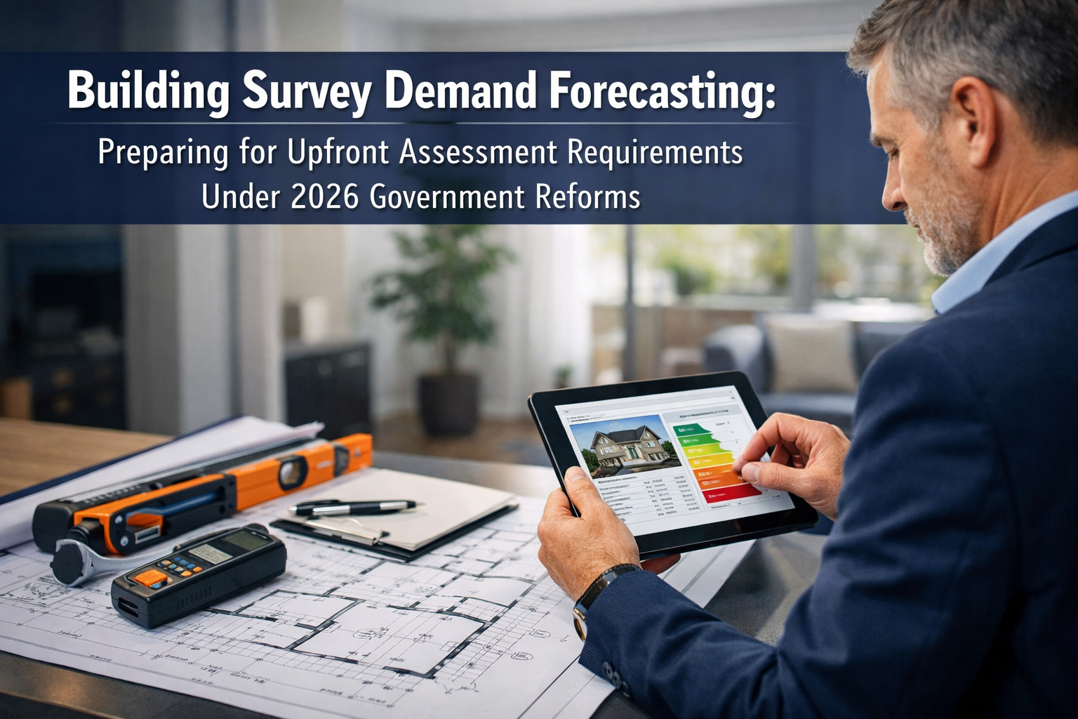 Professional () hero image featuring 'Building Survey Demand Forecasting: Preparing for Upfront Assessment Requirements