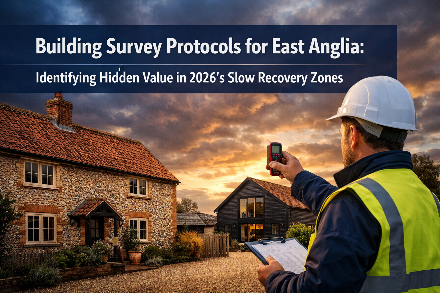 Professional () hero image featuring 'Building Survey Protocols for East Anglia: Identifying Hidden Value in 2026's Slow