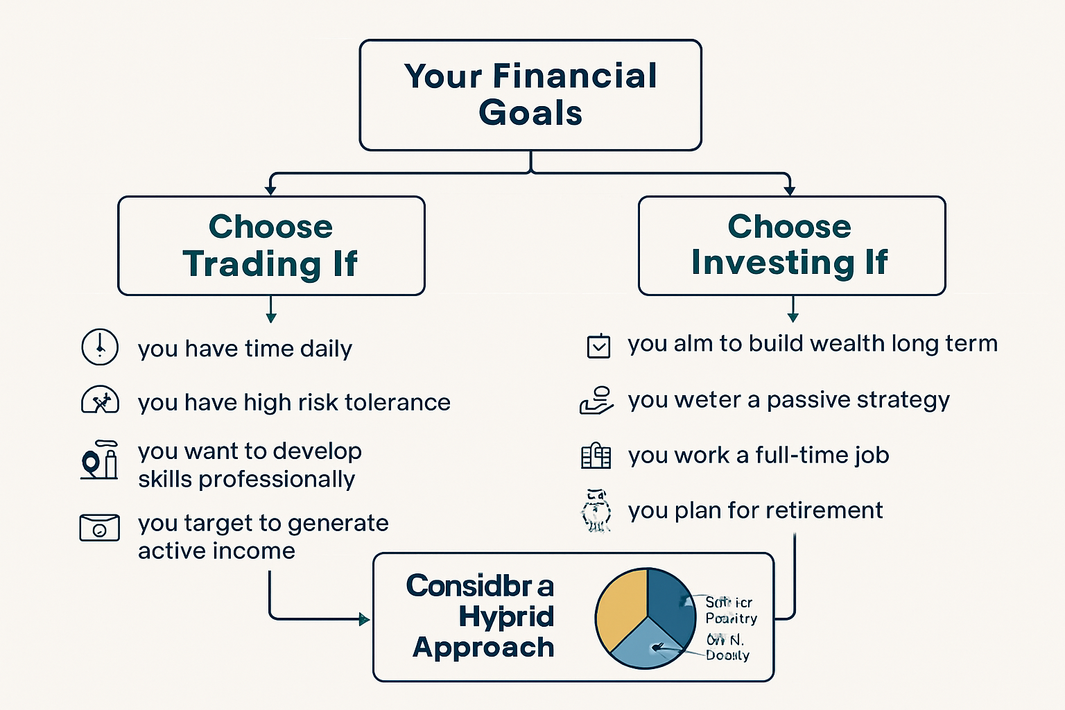 Decision framework flowchart landscape image (1536x1024) titled 'Which Strategy Is Better for You?' showing interactive decision tree with c