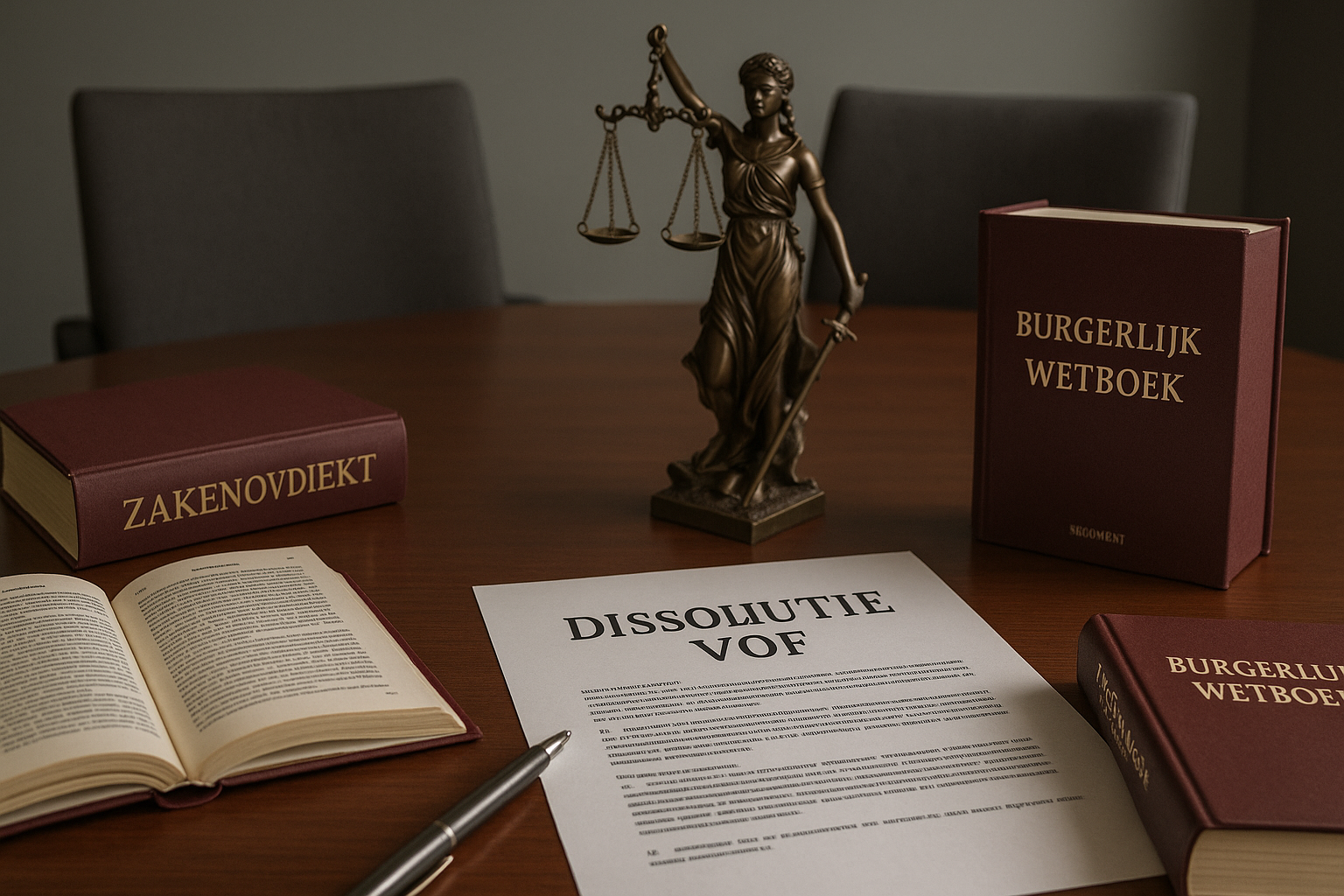 Ontslag Zakvoerder VOF in België: Alles Wat Je Moet Weten 2 Legal consultation scene depicting the juridical foundation for dismissing a VOF managing partner (zakvoerder), featuring a professional con