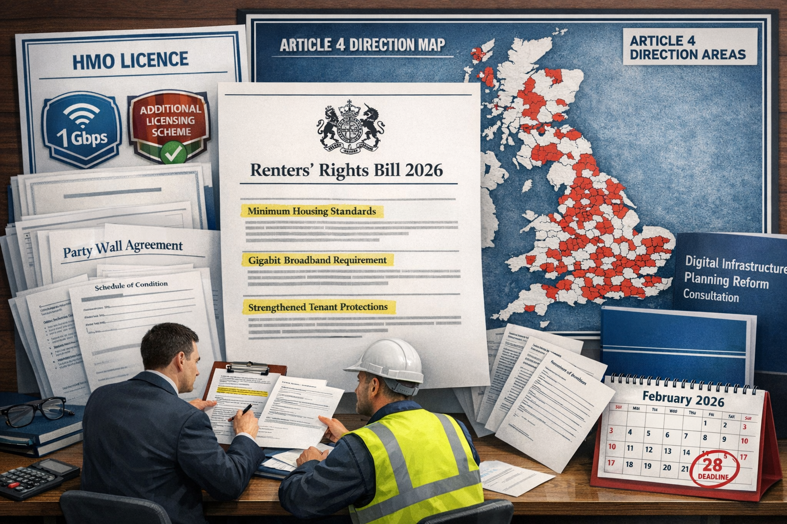 Detailed () composite image showing PRS reforms compliance framework for 2026: central focus on official government document