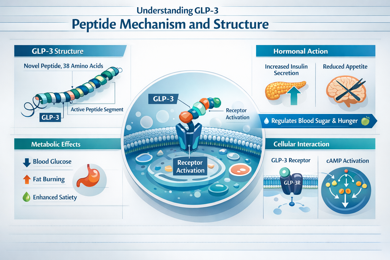 Professional infographic for article "GLP-3 Peptide Dosing Studies: The Complete 2026 Research Guide", section: "Understanding GLP-3 Peptide