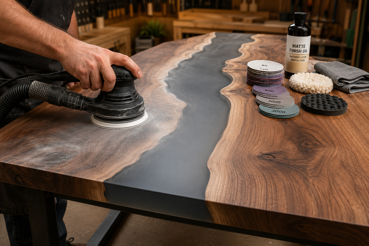 Finishing Your Epoxy River Coffee Table with a Matte Look