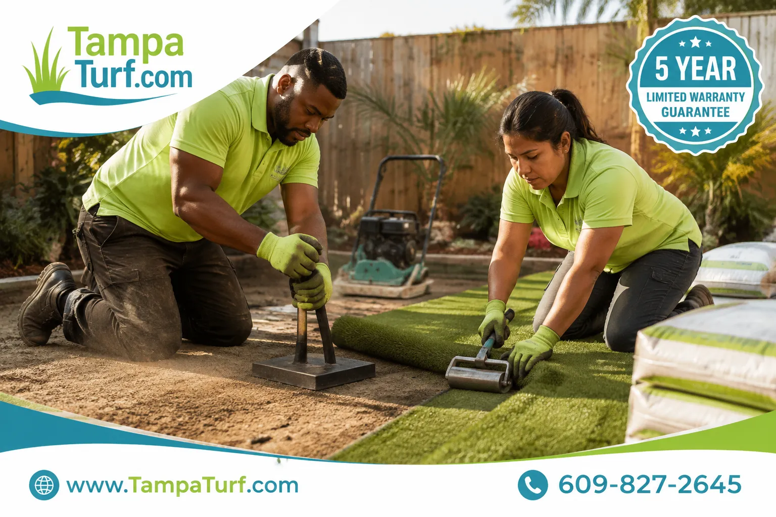 What's the artificial grass installation process and timeline?