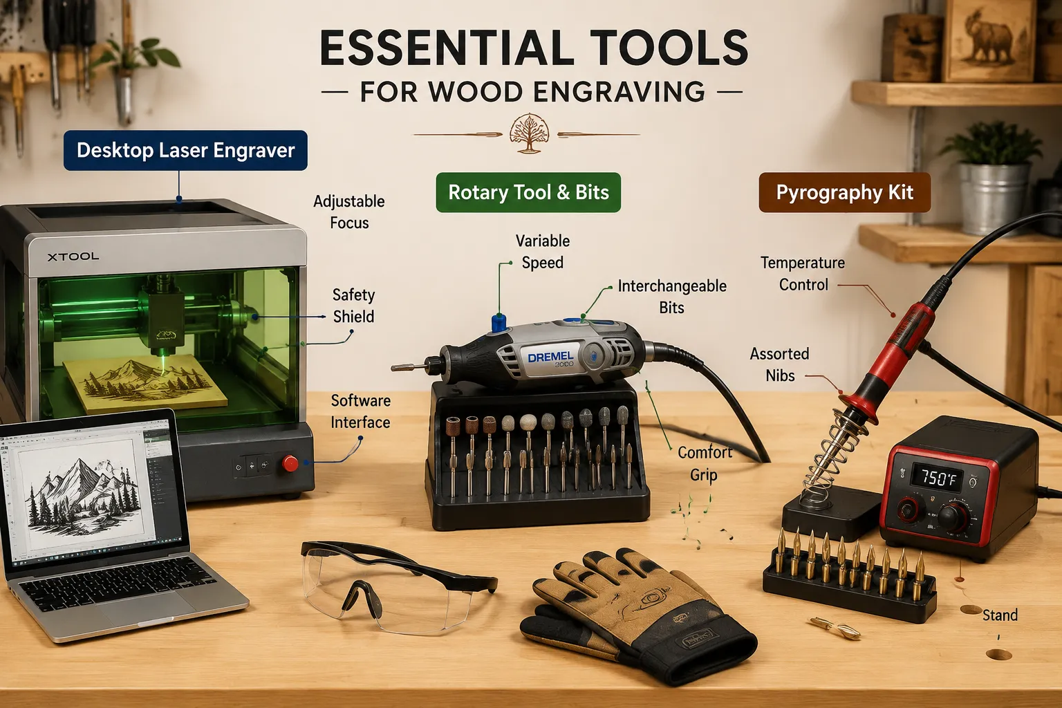 Essential Tools and Materials for Your First Engraved Wood Projects