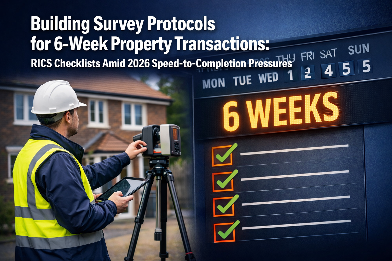 Professional () hero image featuring 'Building Survey Protocols for 6-Week Property Transactions: RICS Checklists Amid 2026
