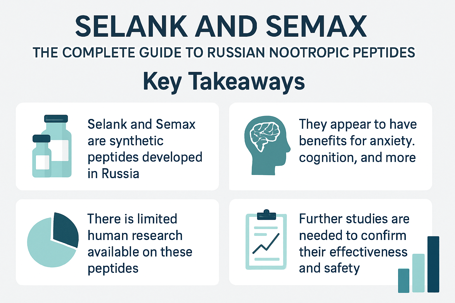 Professional landscape infographic (1536x1024) for article "Selank and Semax: The Complete Guide to Russian Nootropic Peptides", section: "K