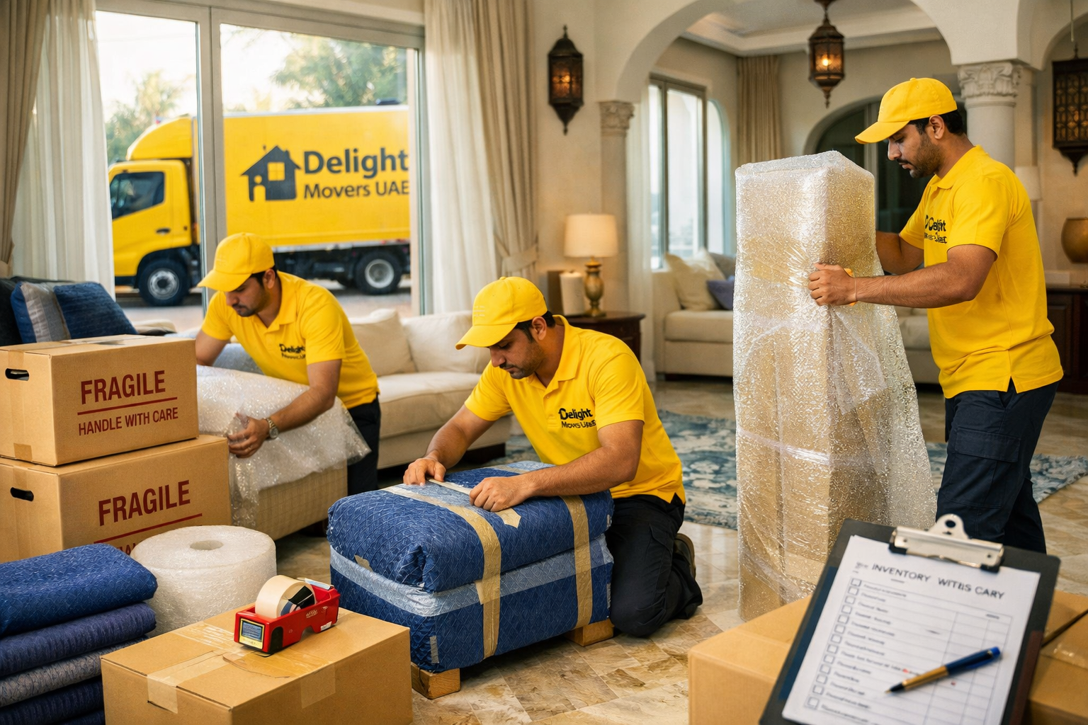 user this color for image #fbd01c. put this color on worker's Tshirt and on truck. and if you put the truck image, write my brand image on i