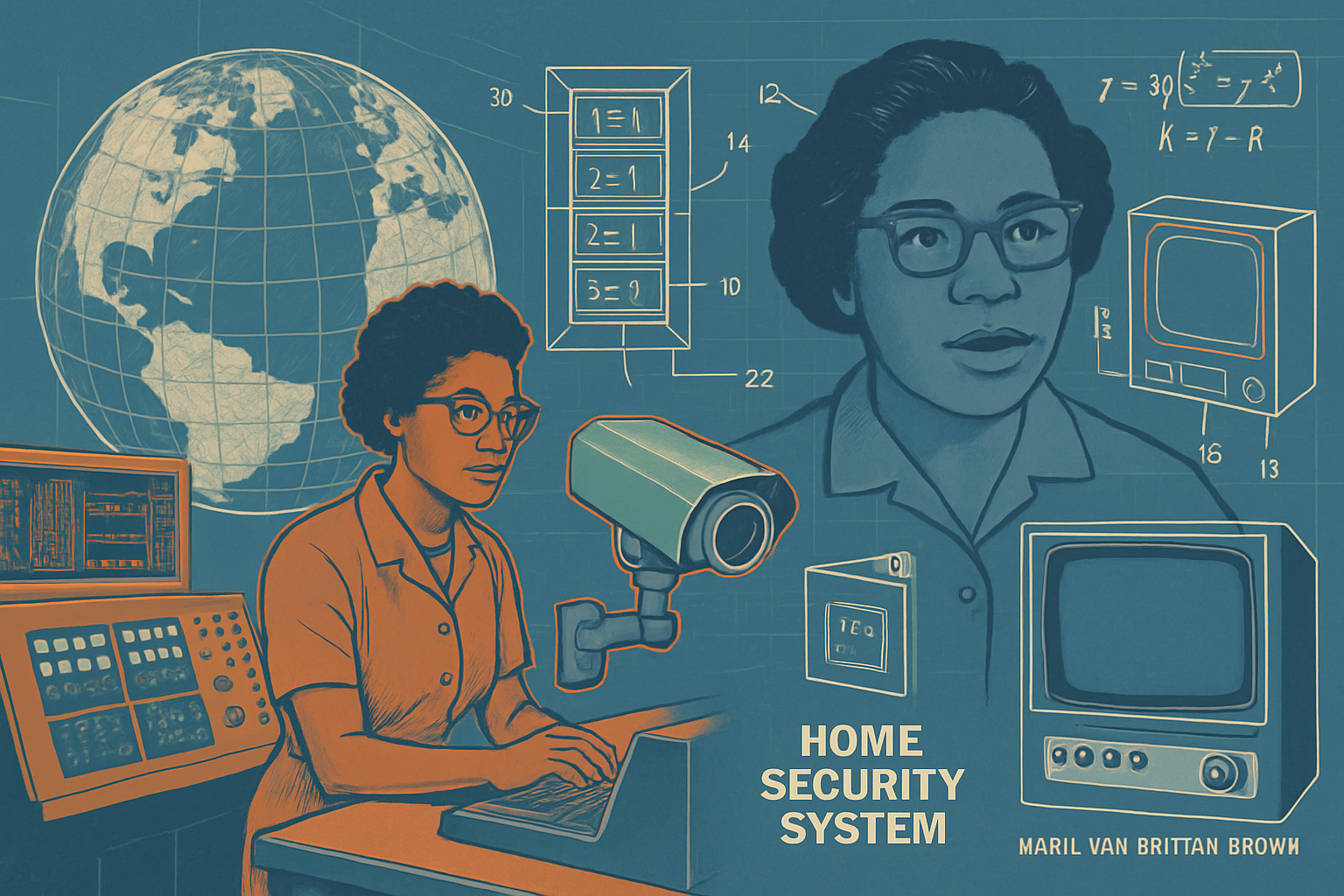 65 Wereldwijd Gebruikte Innovaties door Zwarte Uitvinders 1 Modern landscape composition (1536x1024) featuring mid-20th century Black inventors and their revolutionary contributions. Central focus on