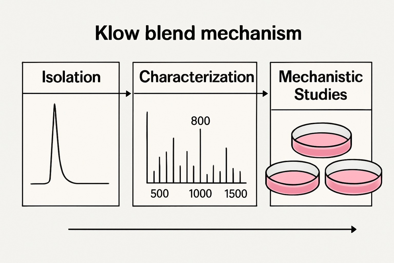 A comparative chart or visual timeline depicting the progression of research and the various methodologies employed to understand the Klow b