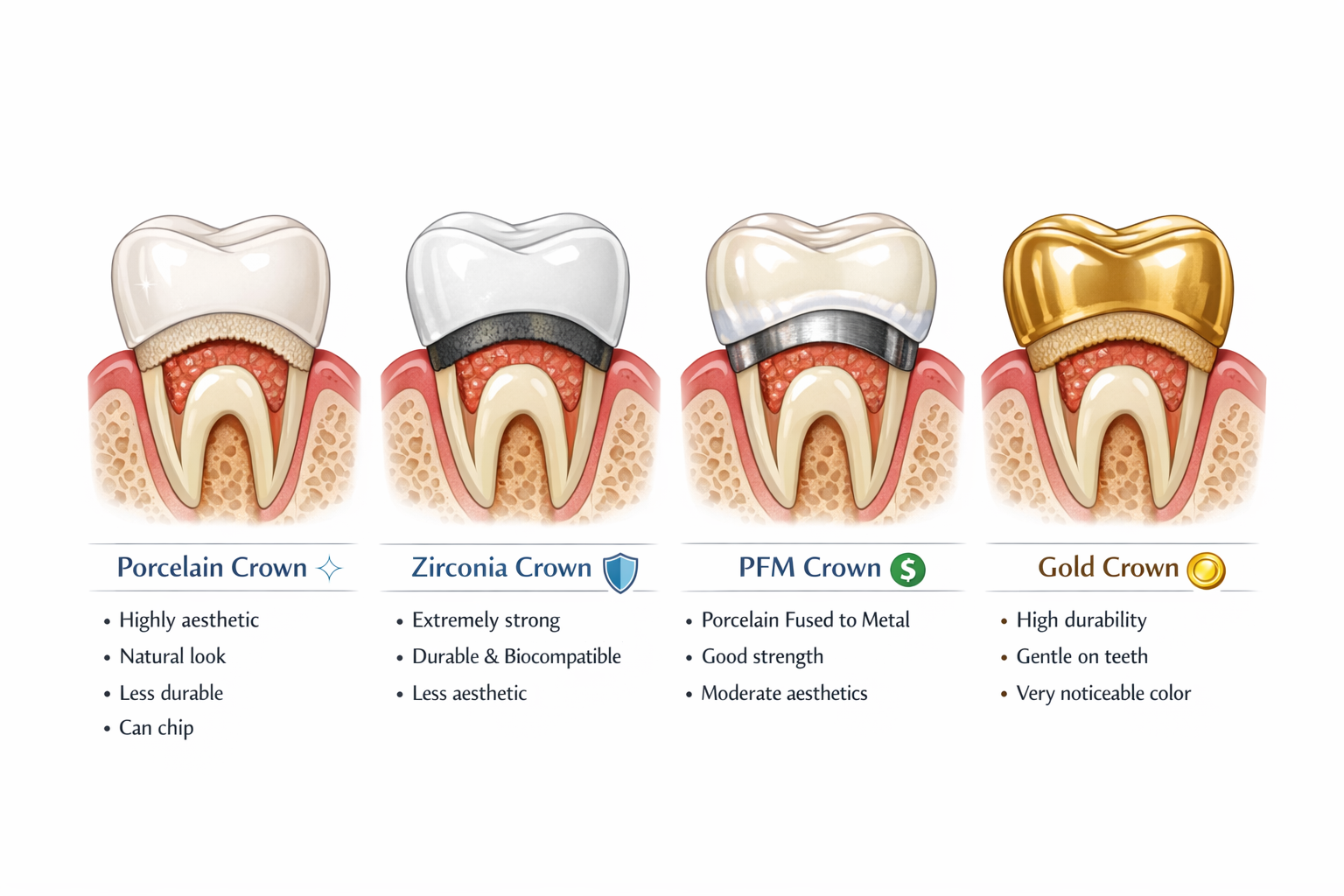 Crown Tooth Types & Cost in Dallas