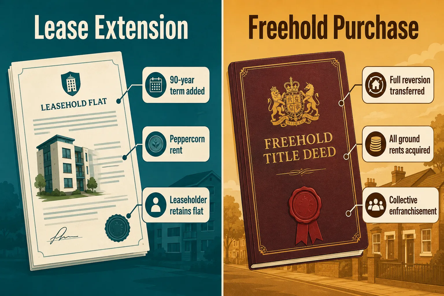 Lease Extension Valuation vs Buying the Freehold: How Surveyors Calculate Different Premiums