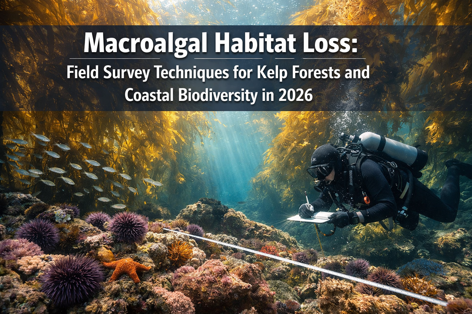 Professional () hero image featuring 'Macroalgal Habitat Loss: Field Survey Techniques for Kelp Forests and Coastal