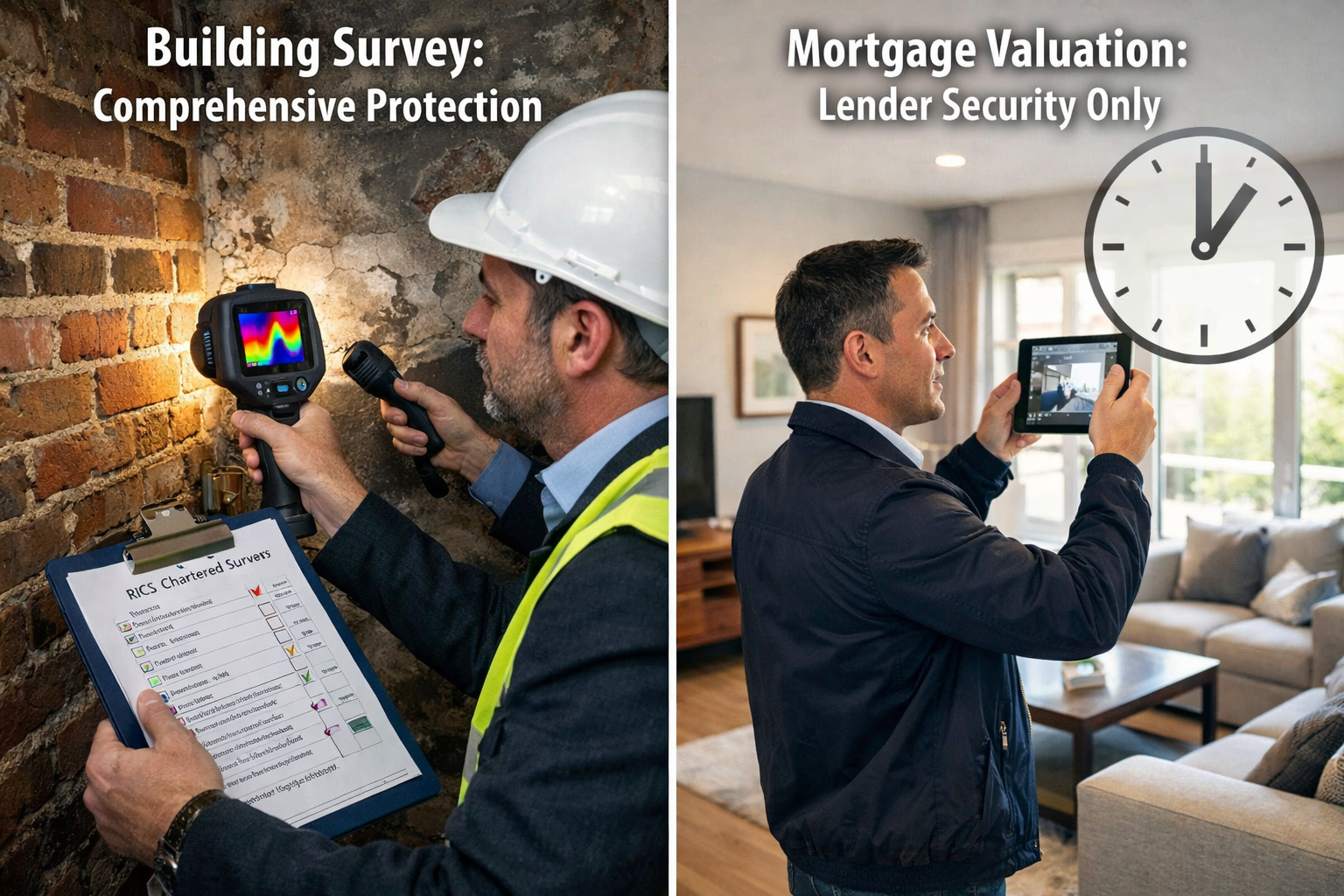 Detailed () editorial image showing close-up comparison layout with two distinct sections separated by vertical divider