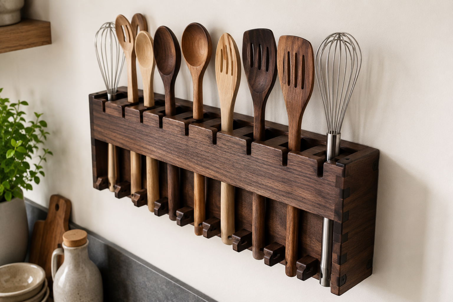 Designing Personalized Kitchen Utensil Holders: Wall and Counter Builds with Safety Slots