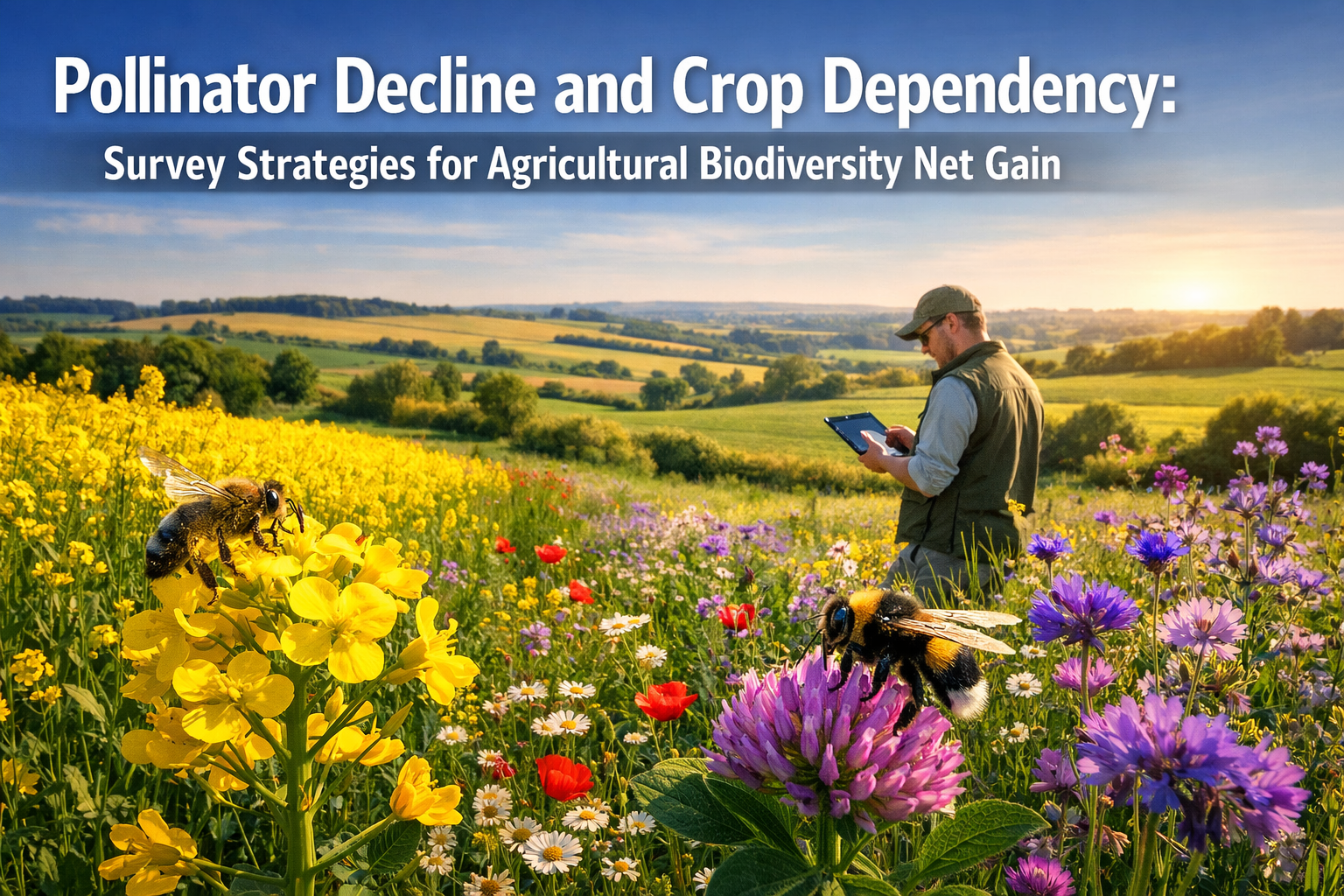 Professional () hero image featuring 'Pollinator Decline and Crop Dependency: Survey Strategies for Agricultural