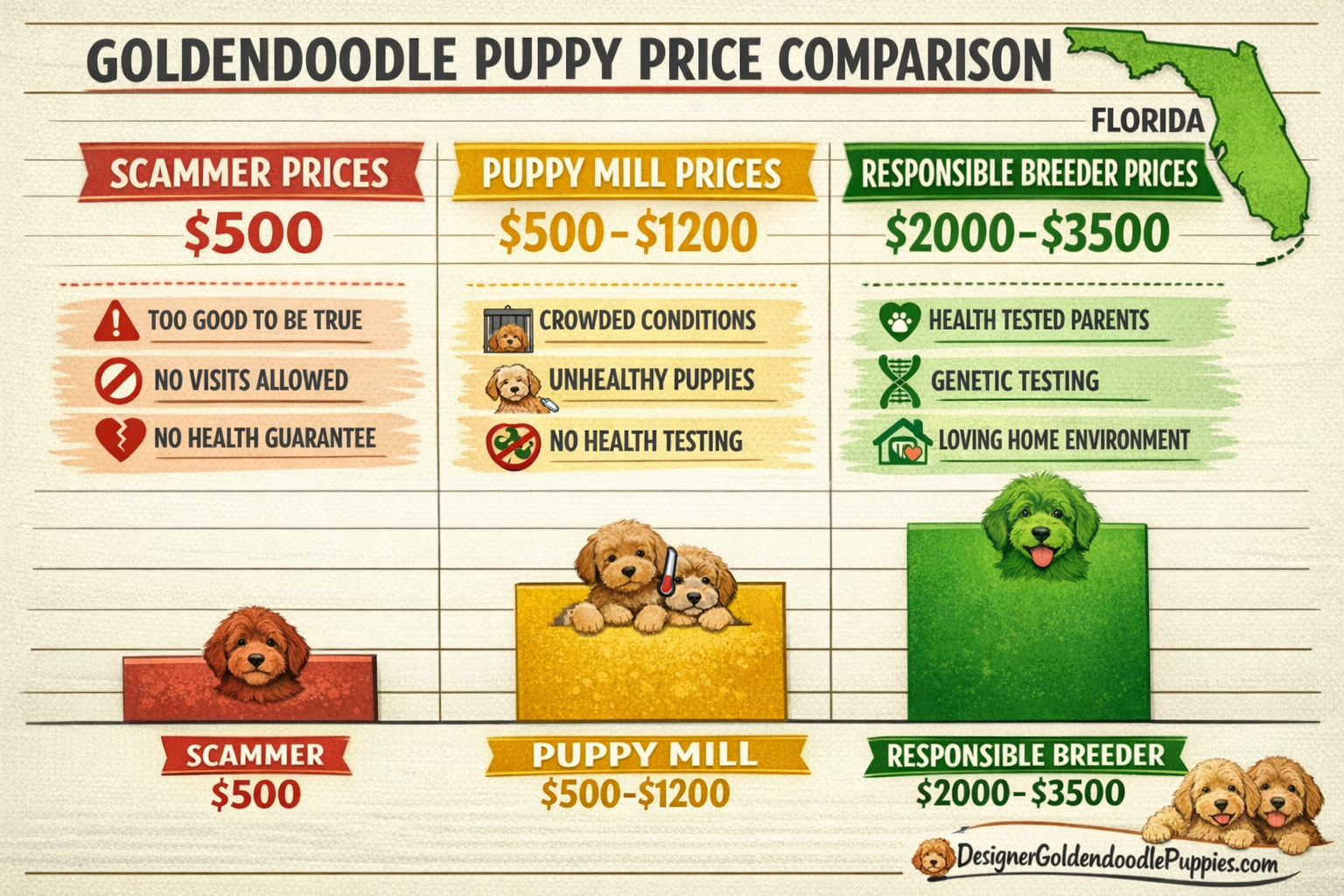 use keyphrases / topics as alt text do not use big paragraphs. Put logo of designergoldendoodlepuppies.com in images as possible where possi