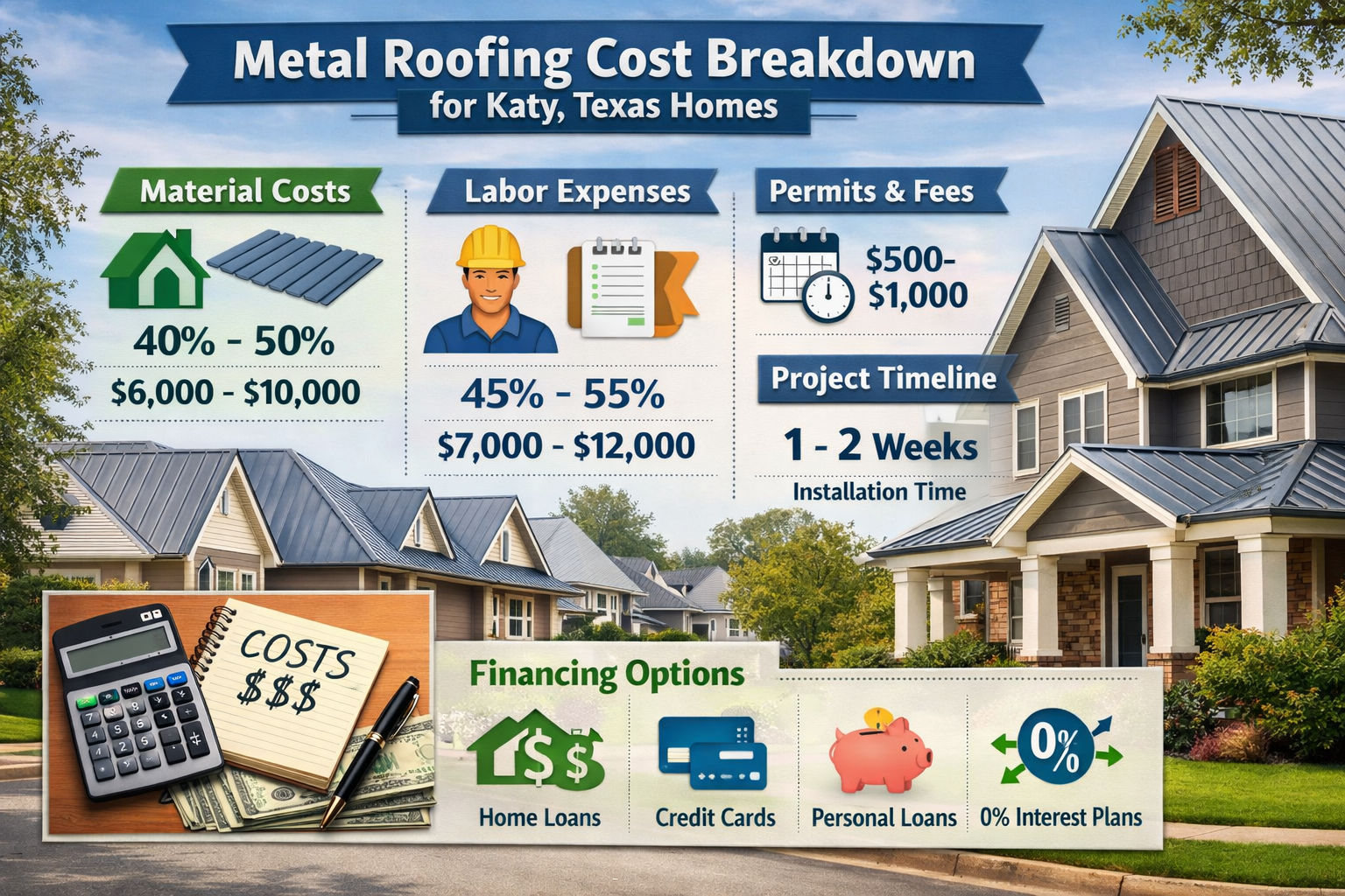 Landscape infographic (1536x1024) displaying metal roofing cost ...